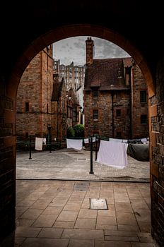 Einblicke in Dean Village, Edinburgh, Schottland