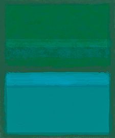 Abstract painting in shades of green by Rietje Bulthuis