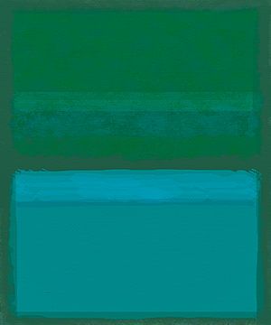 Abstract schilderij in groentinten en kleurvlakken