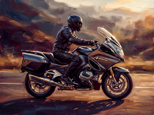 Une BMW R 1250 RT sur une route de Golden Mountain