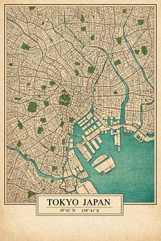 Carte vintage de Tokyo (Japon)