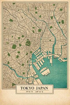 Carte vintage de Tokyo (Japon) sur Dodik Hariyono