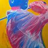 Peinture au pastel tendre représentant un joueur de golf sur JBJart Justyna Jaszke