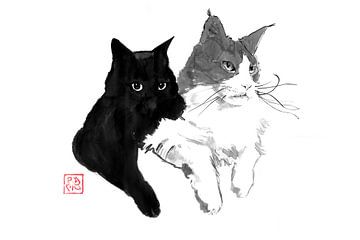 zwei Katzen von Péchane Sumie