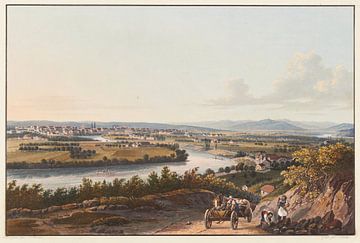 Uitzicht op de stad Bazel en omgeving, Johann Ludwig Bleuler