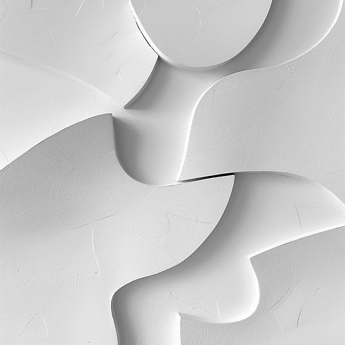 Elegante Abstractie van Witte Sculpturale Vormen