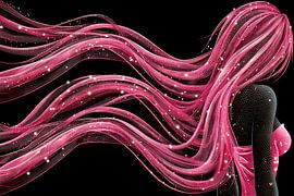 Funkelnde Haare mit rosa Partikeln