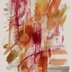 Peinture abstraite flamboyante en rouge et rouille - Décoration murale expressive et profonde sur Joriali Art abstrait