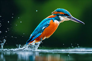 Eisvogel taucht aus einem See Illustration