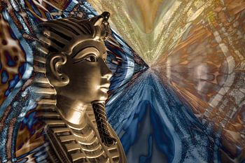 Der goldene Tutanchamun, umgeben von Abstraktion