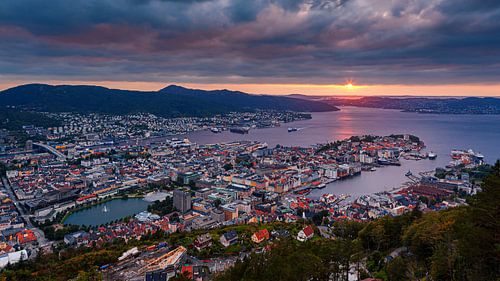 Zonsondergang Bergen, Noorwegen