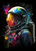 Colorful Astronaut in the Galaxy Space
