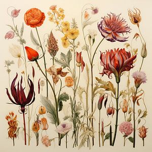 Botanik Blumen Illustration Pflanzen filigran Natur zart Sammlung