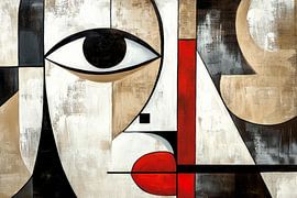 Geometrisch gezicht in aardetinten van Poster Art Shop