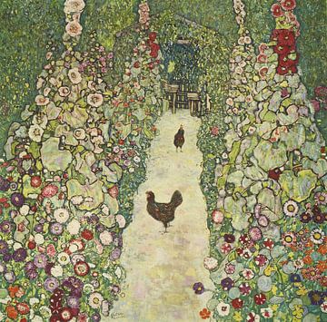 Jardin de fermier avec des poulets, Les glanes, Gustav Klimt