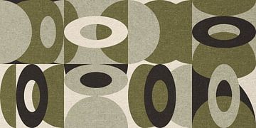 Bauhaus stijl abstract industrieel geometrisch in pastel groen, beige, zwart III van Dina Dankers
