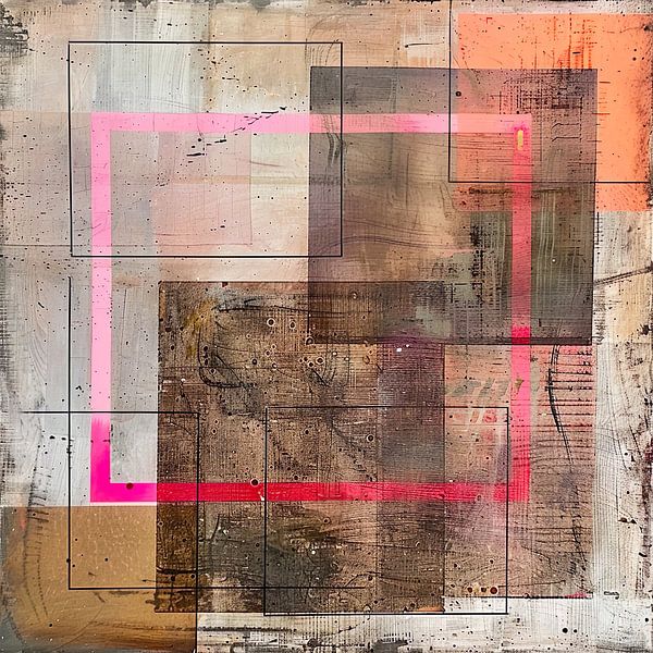 Moderne abstrakte industrielle Formen mit Neon von Lauri Creates