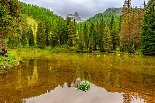Het Lago Bai di Dones in de Dolomieten in de lente