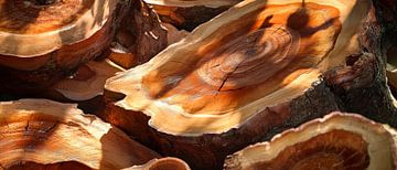 Close-up van houten schijven - Natuurlijkheid van Poster Art Shop