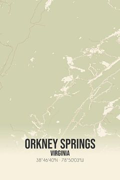 Carte ancienne d'Orkney Springs (Virginie), USA. sur Rezona