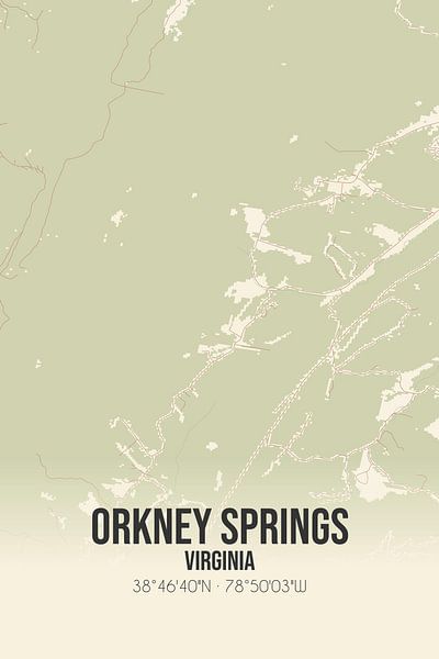 Carte ancienne d'Orkney Springs (Virginie), USA. par Affiches de lieux