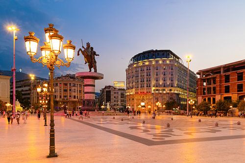 Skopje in the evening, North Macedonia by Jan Schuler