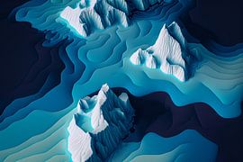 Abstracte 3D-weergave van een arctisch landschap van Artistic