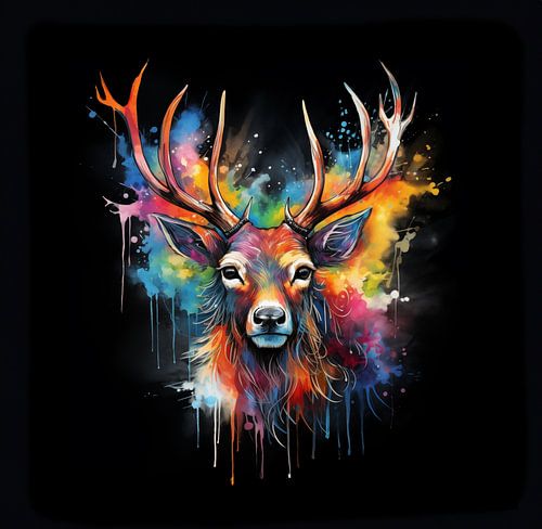 waterverf schilderij van het hoofd van een edelhert