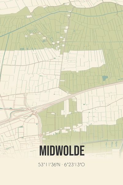 Carte ancienne de Midwolde (Groningen) par Affiches de lieux