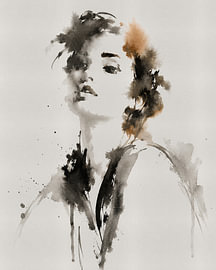 Ink Muse XVI | Abstract portrait of a woman in Indian ink and watercolour