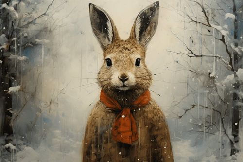 Haas in winterlandschap