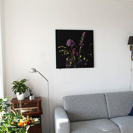 Customer photo: bouquet with purple flowers by Hanneke Luit, on canvas