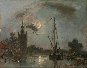 Overschie by moonshine, Johan Barthold Jongkind