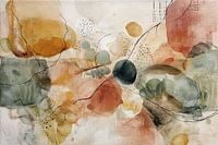 Grüne und ockerfarbene warme abstrakte Malerei