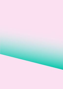 Geometric shape, green diagonal gradient against a soft pink background. by Studio Allee