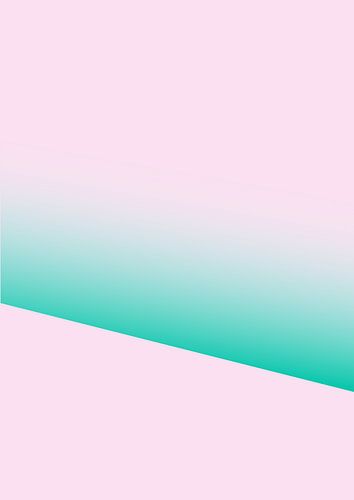 Geometrische Form, grüner diagonaler Farbverlauf vor einem zartrosa Hintergrund.
