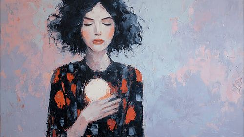 Floating Heart Lantern Surreal Emotional Portrait