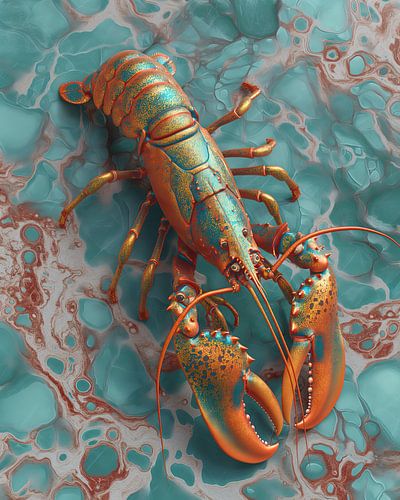 Kreeft rood & turquoise