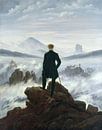 De wandelaar boven de nevelen, Caspar David Friedrich van Meesterlijcke Meesters thumbnail