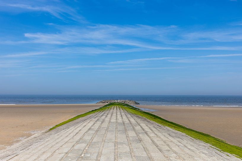 Stone pier on the beach of Blankenberge by Ton Hazewinkel