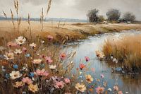 Landschap met bloemen in de lente