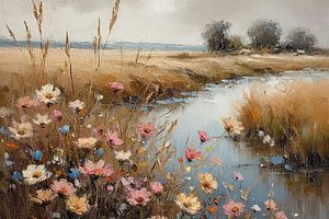 Landschaft mit Blumen im Frühling