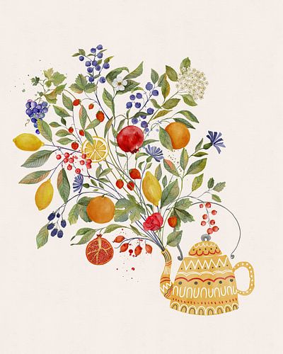 Gele Ketel Met Fruit