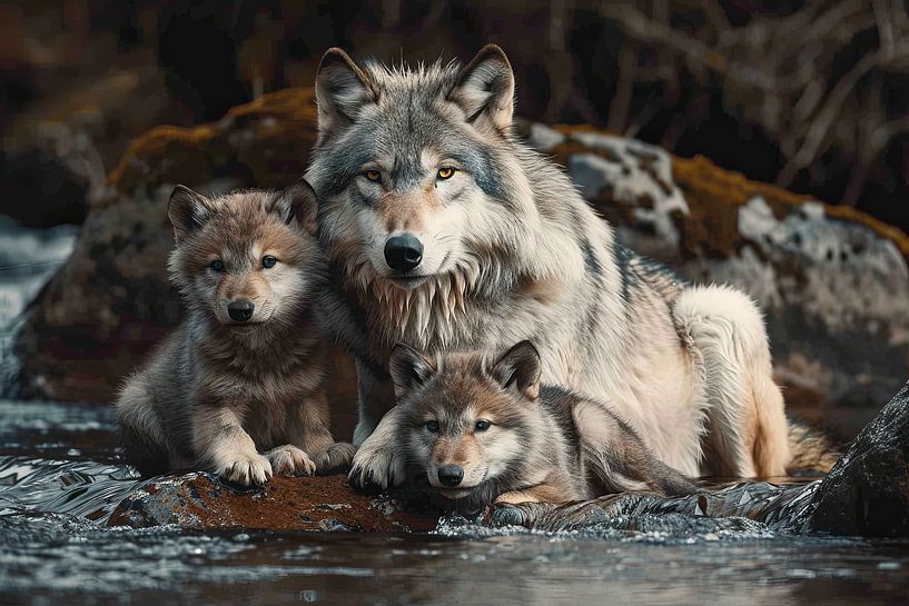 painting of wolves by Egon Zitter