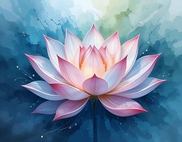 Serene Watercolor Lotus Blossom by Artistic