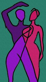 Neo Expressionist Abstract Embrace Between Two Human Figures by Aden Pink Studio
