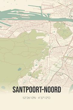 Vintage landkaart van Santpoort-Noord (Noord-Holland) van MijnStadsPoster