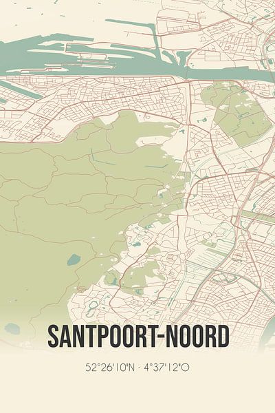 Alte Karte von Santpoort-Noord (Nordholland) von Ortsdrucke