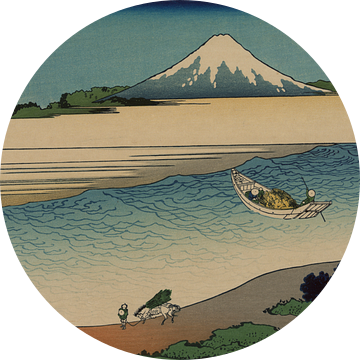 Bushū tamagawa. Hokusai. Japanse kunst Ukiyo-e landschapsgezicht op de berg Fuji van Dina Dankers