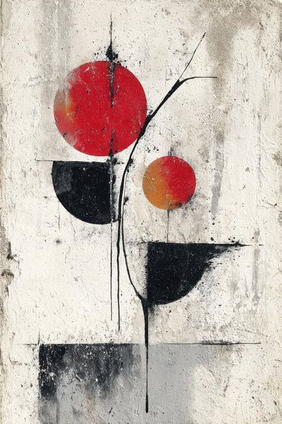 Abstract Painting - Red Black Powerful and Geometric by Joriali Abstract